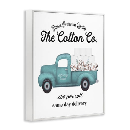 Stupell Industries Rollo de papel higiénico de algodón con la palabra "Delivery Truck" para baño, diseño de Lettered and Lined Wall Art, 16 x 20, enmarcado blanco