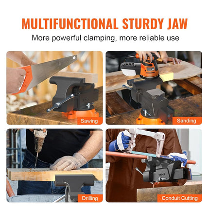 VEVOR 6-inch Jaw Width 5.9-inch Jaw Opening Heavy Duty Ductile Iron Workbench Vise with Anvil, Black