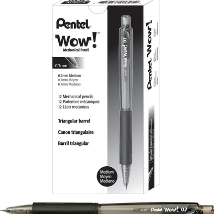 Pentel Wow AL407A Mechanical Pencils with Black Barrel 0.7mm (Pack of 12)