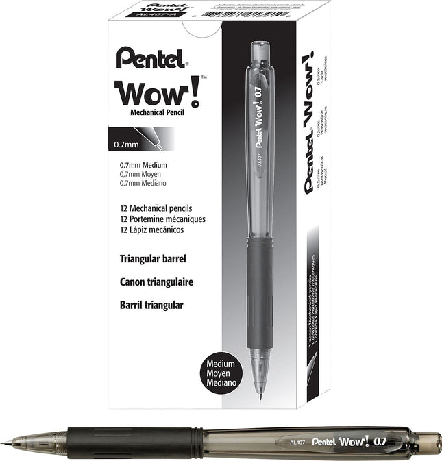 Pentel Wow AL407A Mechanical Pencils with Black Barrel 0.7mm (Pack of 12)