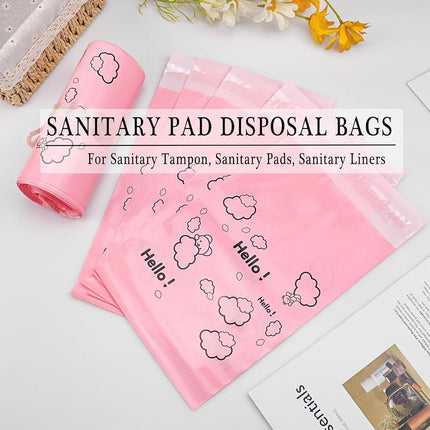 Xuezoioy Sanitary Disposal Bags Pack Of 200,Cute Pink Pad 7X12Inches Opaque Feminine Hygiene Trash For Tampons,Sanitary Liners