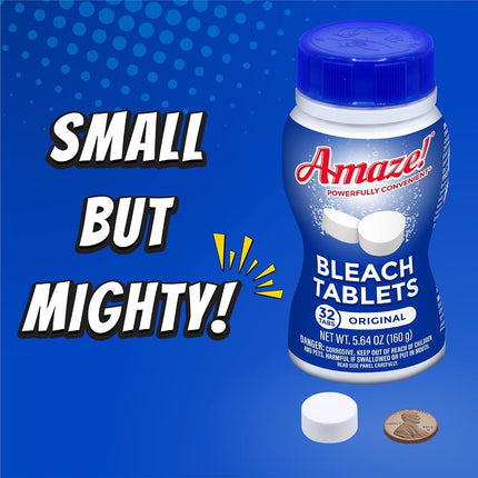 AMAZE Bleach Tablets Ultra Concentrated Bleach Tablets for Laundry and Home Cleaning. (32 Count Original)