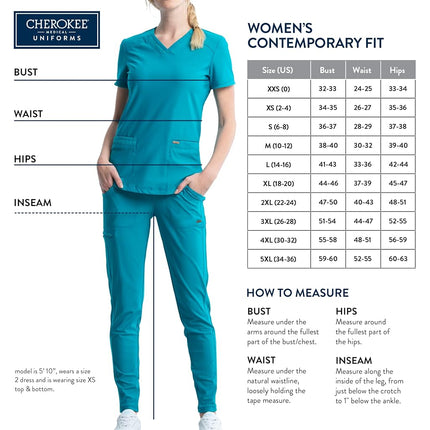 CHEROKEE Women's Mid Rise Tapered Leg Jogger Scrubs Pant, Pewter, XXL Plus