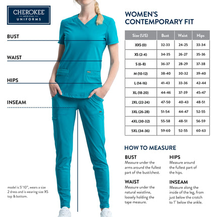 Cherokee Women's V-Neck Top Medical Scrubs Shirt, Red, XXS