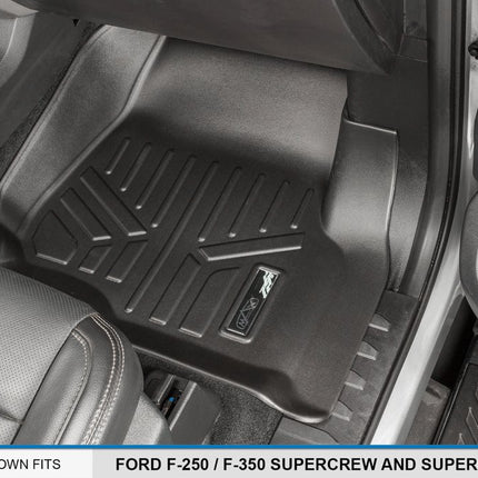 SMARTLINER SA0246/B0246 para F-250/F-350 Super Duty Crew Cab con asientos individuales en la 1.ª fila Alfombrillas Revestimiento Negro