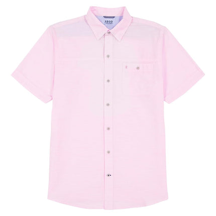 IZOD Men's Saltwater Dockside Short Sleeve Button Down Shirt, Peony Chambray, S