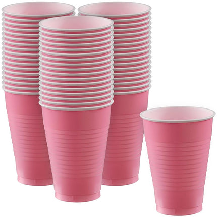 Amscan Table Needs, Big Pack Plastic Cups, Party Supplies, New Pink, 12 Oz 50Ct