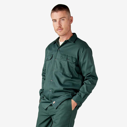 Dickies Men's Long Sleeve Work Shirt, Hunter Green, Medium