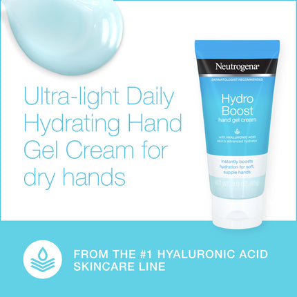 Neutrogena Hydro Boost Crema de Manos en Gel con Ácido Hialurónico para Manos Suaves, Flexibles, Ligeras y No Grasas, 3 Onzas (paquete de 3)