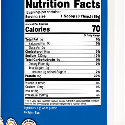 Nutricost Proteína de Clara de Huevo en Polvo 8oz (Sin Sabor) - Sin OGM, Sin Gluten