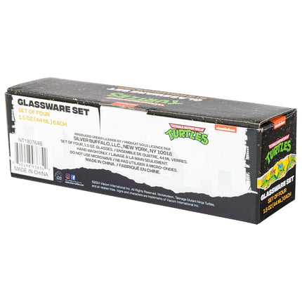 Silver Buffalo TMNT Group Comic Book Set Boxed 4pc. 1.5oz. mini Glass Set 4x1