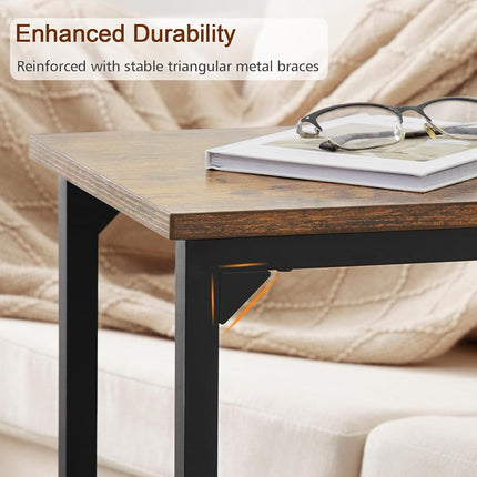 AMHANCIBLE C Shaped End Table, Couch Tables that Slide Under