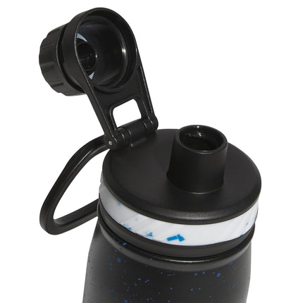 adidas Stainless Steel Metal Water Bottle 20 oz (600 mL) Screw Cap, Black/Bright Royal Blue/White, 600 ML