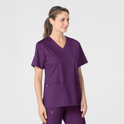 WonderWink Women's V-Neck Top, Eggplant, X-Small