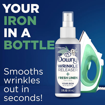 Downy Wrinkle Releaser, Odor Eliminator and Fabric Refresher, Crisp Linen Scent, Travel Essential, 3 Fl OZ (Pack of 2)