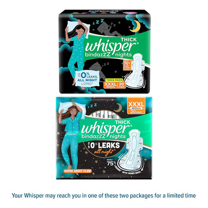 Whisper Ultra Night Sanitary Pads for Women, XXXL 20 Napkins