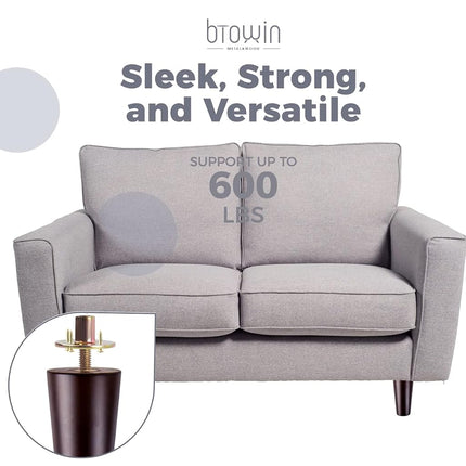 Btowin 10 inch Solid Wood Tapered Furniture Legs Set of 4 with M8 Bolts