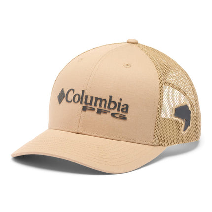 Columbia Unisex's PFG Logo Mesh Snap Back Cap, Bea