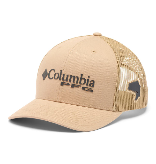 Columbia Unisex's PFG Logo Mesh Snap Back Cap, Bea