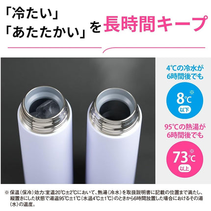 Zojirushi Mahobin SM-GS60-VM Stainless Steel Mug Water Bottle, 600ml Screw Type, Dishwasher Safe, Seamless Tub, Only 2 Cleaning Points, Icy Purple