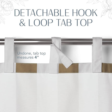 Elrene Home Fashions 26865874501 Indoor/Outdoor Tab Top Stripe Single Panel Window Curtain Drape, 50" x 108", Natural, 50" W x 108" L (Pack of 1)