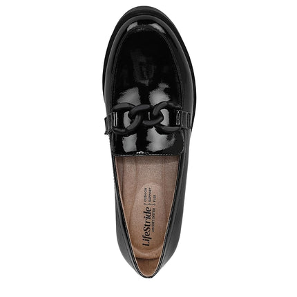 LifeStride Women's London 2 Loafers, Black Patent, 8 Wide