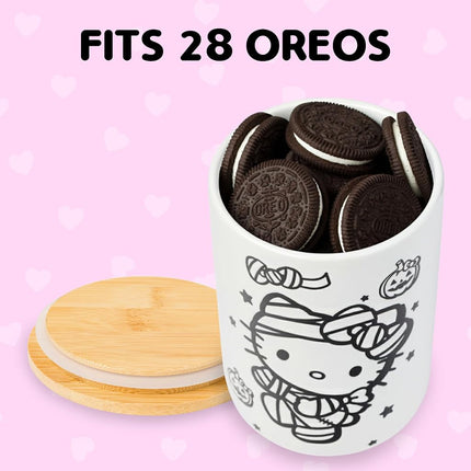 Silver Buffalo Sanrio Hello Kitty Halloween Spooky Mummy Ceramic Cookie Snack Candy Jar with Airtight Bamboo Lid (Small)