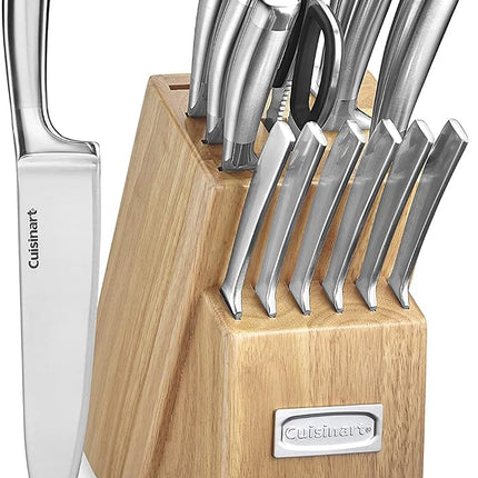 CUISINART C99SS-15P Ensemble de 15 pièces de couteaux en acier inoxydable avec bloc en bois, argent