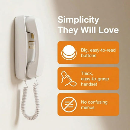 Téléphones fixes pour la maison - Téléphones pour malentendants - Téléphone filaire pour seniors - Téléphone rétro - Version améliorée du téléphone fixe de 1965 - Téléphone analogique - Grosses touches, téléphones iSoHo (blanc)