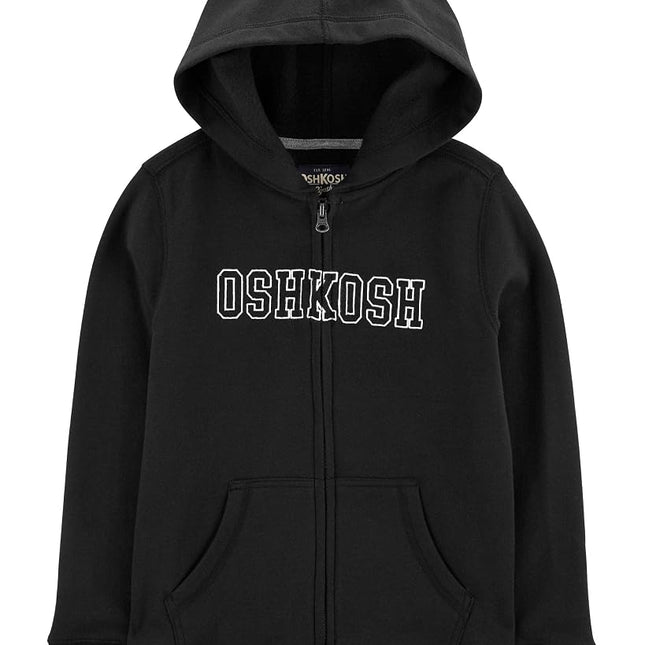 OshKosh B'Gosh Boys' Full Zip Logo Hoodie, Very Black, 5