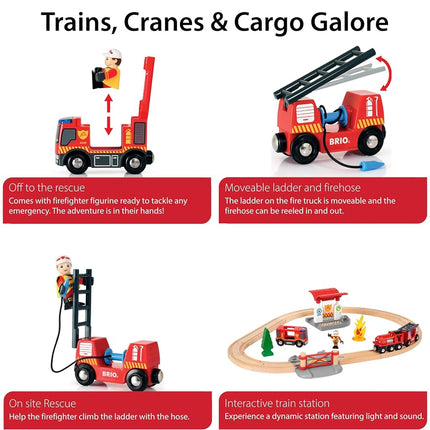 BRIO World Fire and Rescue Firefighter Set for Kids Age 3 Years Up - Wooden Railway Train Accessories and Add Ons