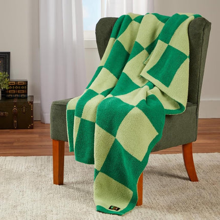 Franco Wicked Elphaba Checkered Bedding Soft Cozy Feather Knit Intarsia Throw Blanket, 50 in x 60 in, (Officially Licensed Product) Collectibles