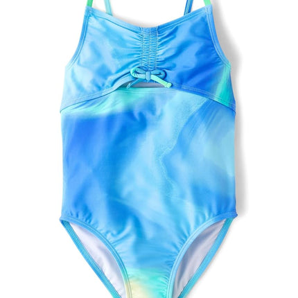 Traje de baño de una pieza para niña The Children's Place, azul burbujeante, pequeño