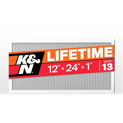 K&N 12X24X1 HVAC Furnace Air Filter, Lasts a Lifetime, Washable, Merv 13, the Last HVAC Filter You Will Ever Buy, Breathe Safely at Home or in the Office, HVC-13-11224