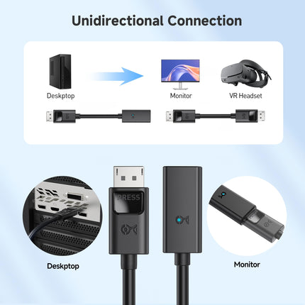 Cable Matters Active DisplayPort to DisplayPort Extension Cable - 10ft, Supports 8K 60Hz, 4K 240Hz DP Extension Cable 1.4, DP Male to Female