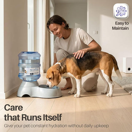 Flexzion Gravity Pet Water Dispenser Drinking Station for Dogs Cats (3 Gallon) Automatic Replenish Waterer for Small Large Breed Dog Cat Animal, Feeding Watering Fountain Supplies Bottle Dish Bowl