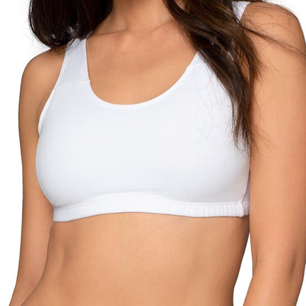 Fruit of the Loom Women's Built Up Tank Style Sports Bra Fashion Colors, Opaque, Kaleidoscope/White/Punchy Peach, 38 (Pack of 3)