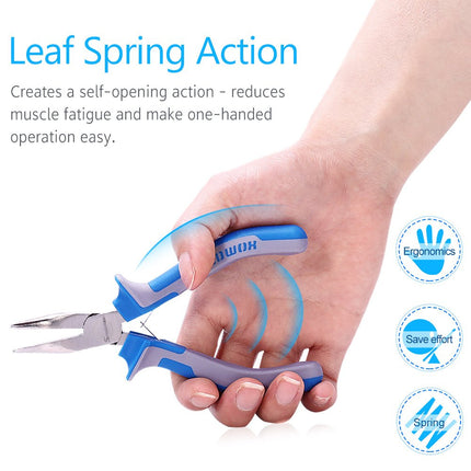 SPEEDWOX 5 inch Bent Long Nose Pliers Mini Curved Needle Nose Pliers for jewelry Making 45 Degrees Bent Chain Nose Fine Pliers Functional Micro Professional Tool with Spring Chrome Vanadium Steel