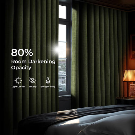 HPD Half Price Drapes Faux Linen Textured Room Darkening Curtains for Bedroom 96 Inches Long (1 Panel), 50W X 96L Curtains for Living Room Home Decor, Tuscany Green