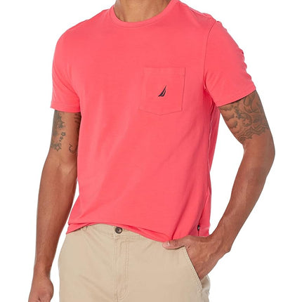 Nautica Men's Solid Crew Neck Short Sleeve Pocket 