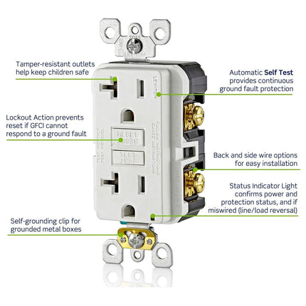 Leviton GFCI Receptacle, 20 Amp Tamper-Resistant, GFTR2-T, Light Almond
