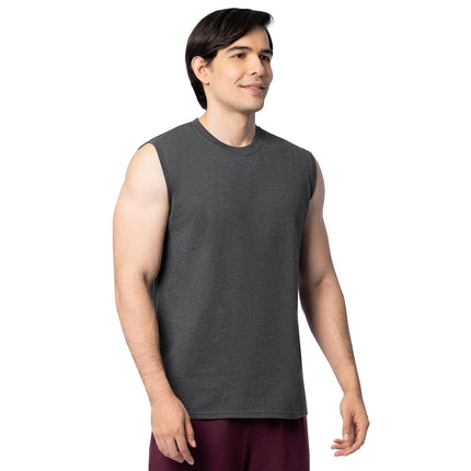 Débardeurs homme en coton Eversoft Fruit of the Loom, respirants et anti-humidité avec contrôle des odeurs, tailles S-4x, lot de 2, noir chiné, XXL (lot de 2)