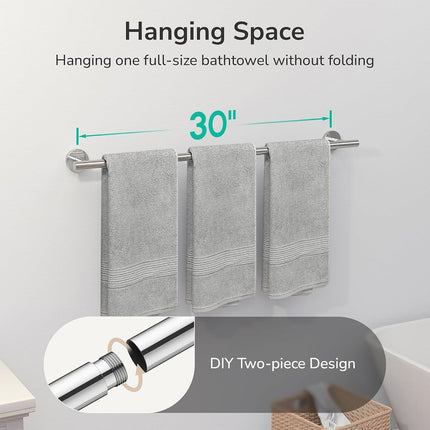 USHOWER Polished Chrome Bath Towel Bar, 30-Inch Towel Racks for Bathroom