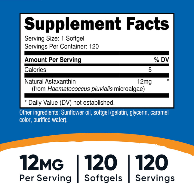 Nutricost Astaxanthin 12mg, 120 Softgels