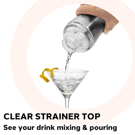 OGGI Groove Insulated Cocktail Shaker-17oz Double Wall Vacuum Insulated Stainless Steel Shaker, Tritan Lid has Built in Strainer, Ideal Cocktail Mixer, Martini Shaker, Margarita Shaker, Gold Marble