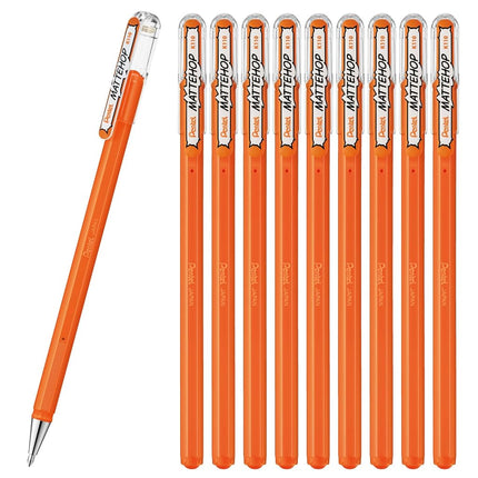 Pentel Color Ballpoint Pen, Matte Hop, Orange, 10 Count K110-VF