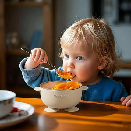 PandaEar 3 Stainless Steel Baby Bowls with Suction Cup and Lid - Porridge Bowl for Baby Porridge & Porridge, Non-Slip Baby Bowls with Silicone Cover, Unbreakable BPA-Free, Children's Bowl from 6