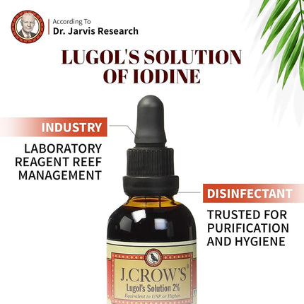 J.CROW'S® Lugol's Solution of Iodine 2% 2 oz Three Pack (3 Bottles)