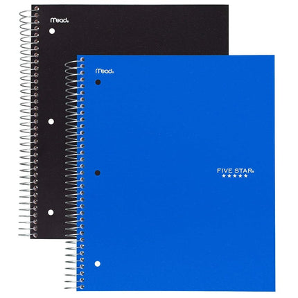 Five Star Spiral Notebooks, 5 Subject, Wide Ruled 