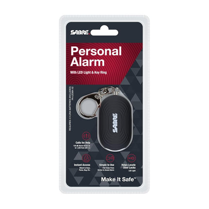 Sabre Personal Alarm with LED Light and Snap Hook, 130dB Siren, Audible 1,000 Foot (300 Meter) Range